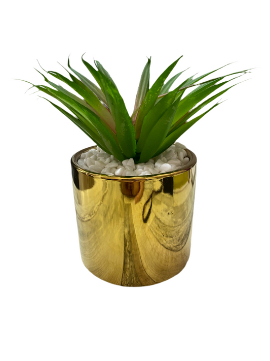 Artificial Plant /Golden Ceramic Pot