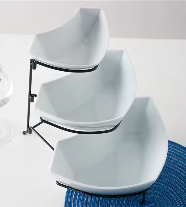 3 tier porcelain bowl with stand