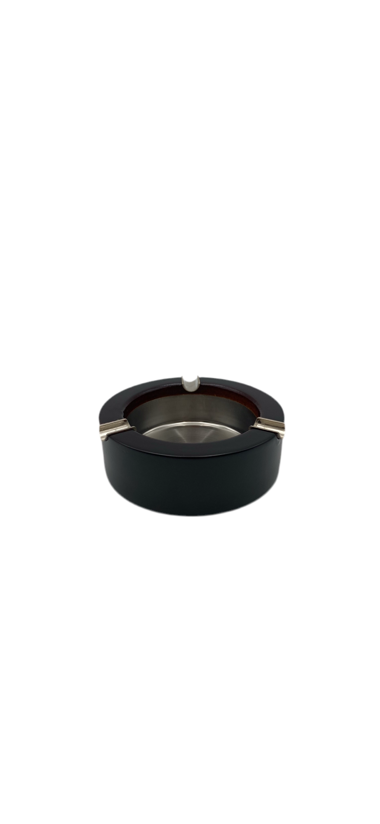 Stainless steel round ashtray with wooden pattern