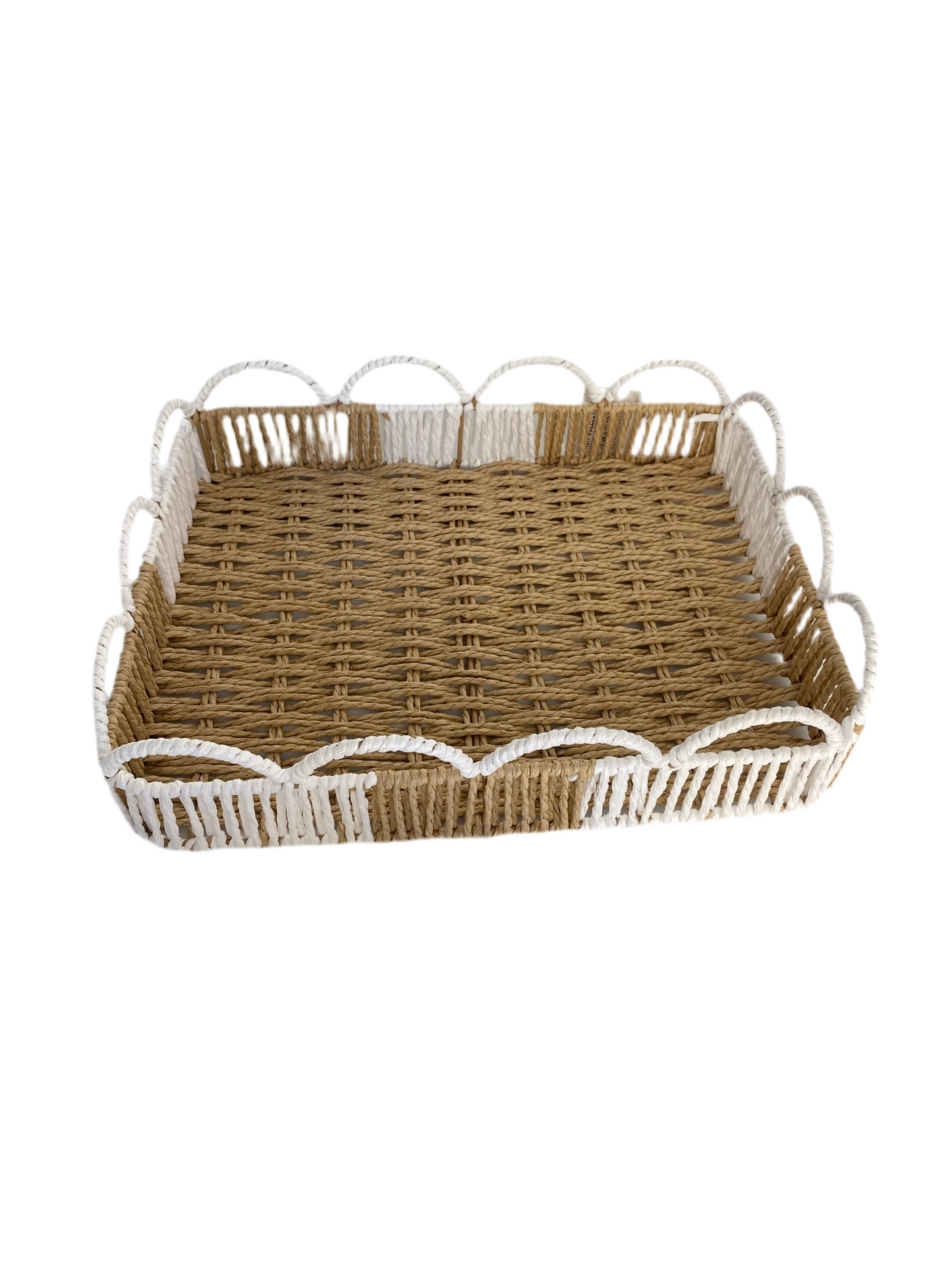 3 PCs Rectangular  HandWoven Jute Basket Set With Side Grips