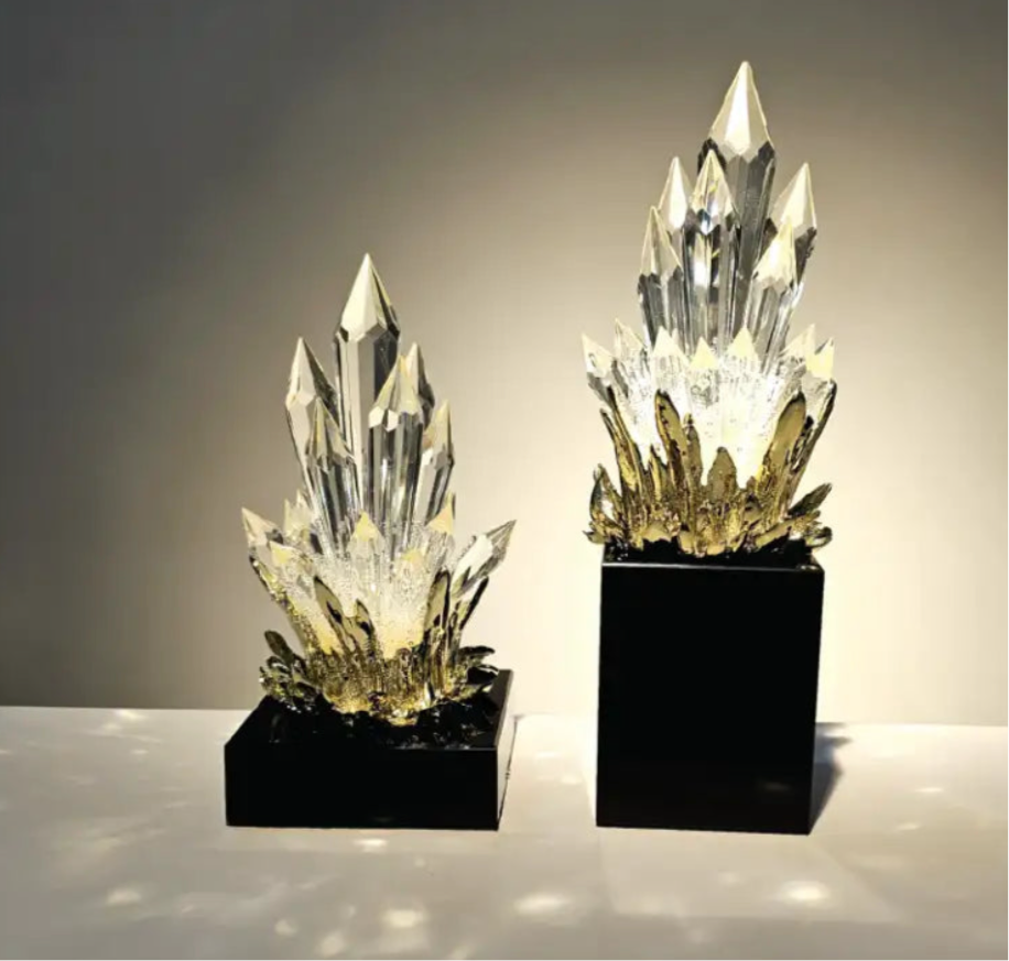 Crystal & Gold Geode Statue Ornament Decoration