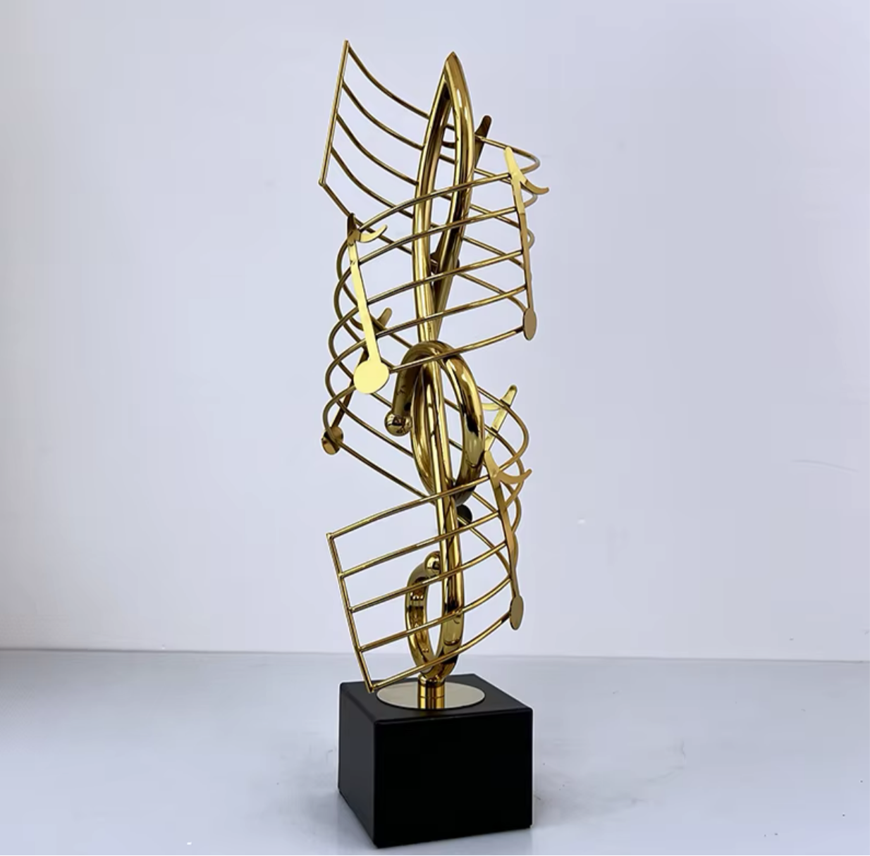 Golden Metal Musical Note Ornament With Marble Base