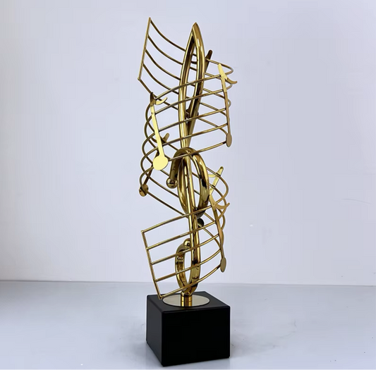 Golden Metal Musical Note Ornament With Marble Base