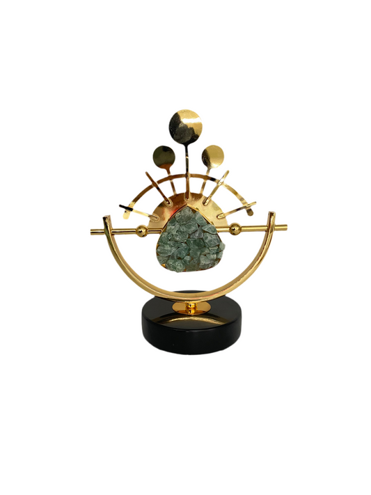 Green Crystal Stone /Golden Metal Decoration