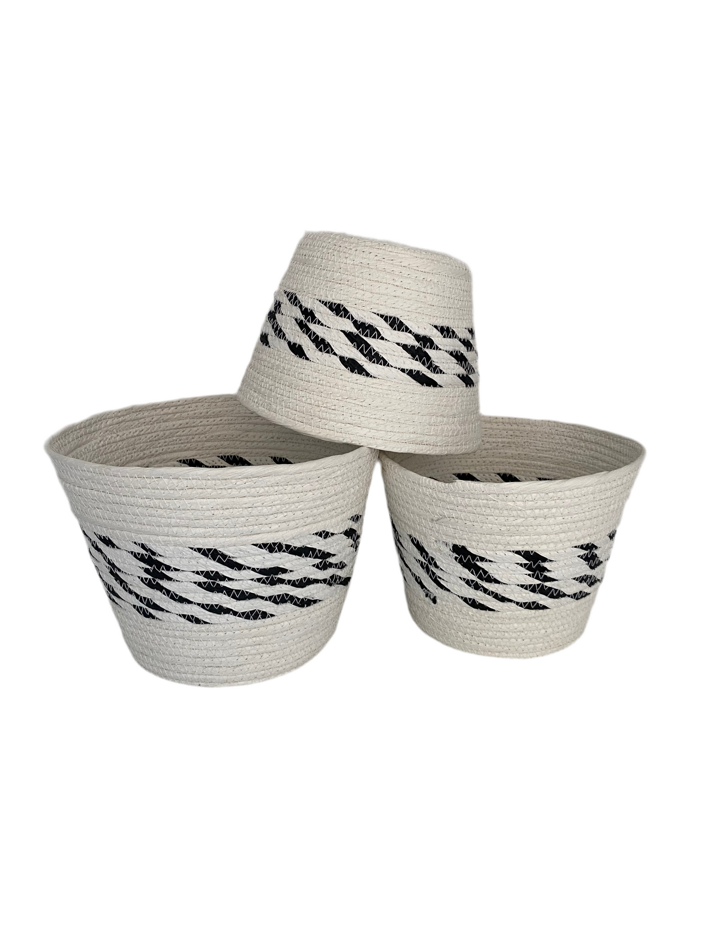 3 Pcs Round Straw Basket Set