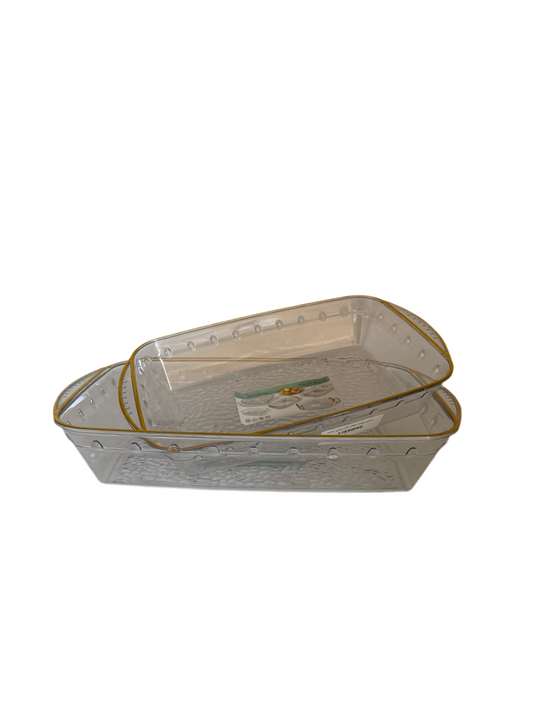 Transparent Plexi Fruit Plate With Golden Pattern