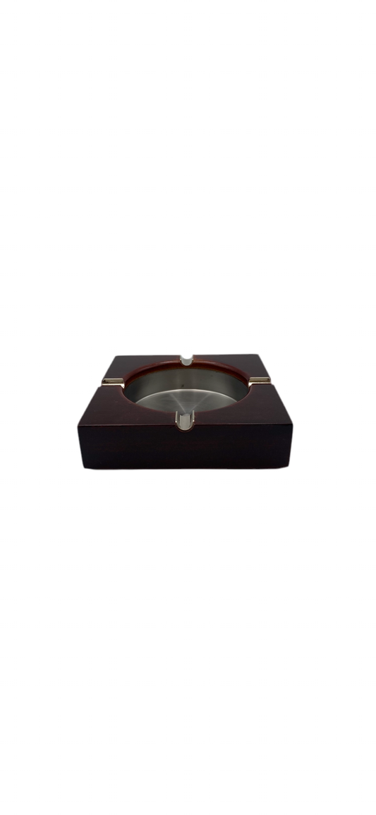 Stainless steel square ashtray with wooden pattern