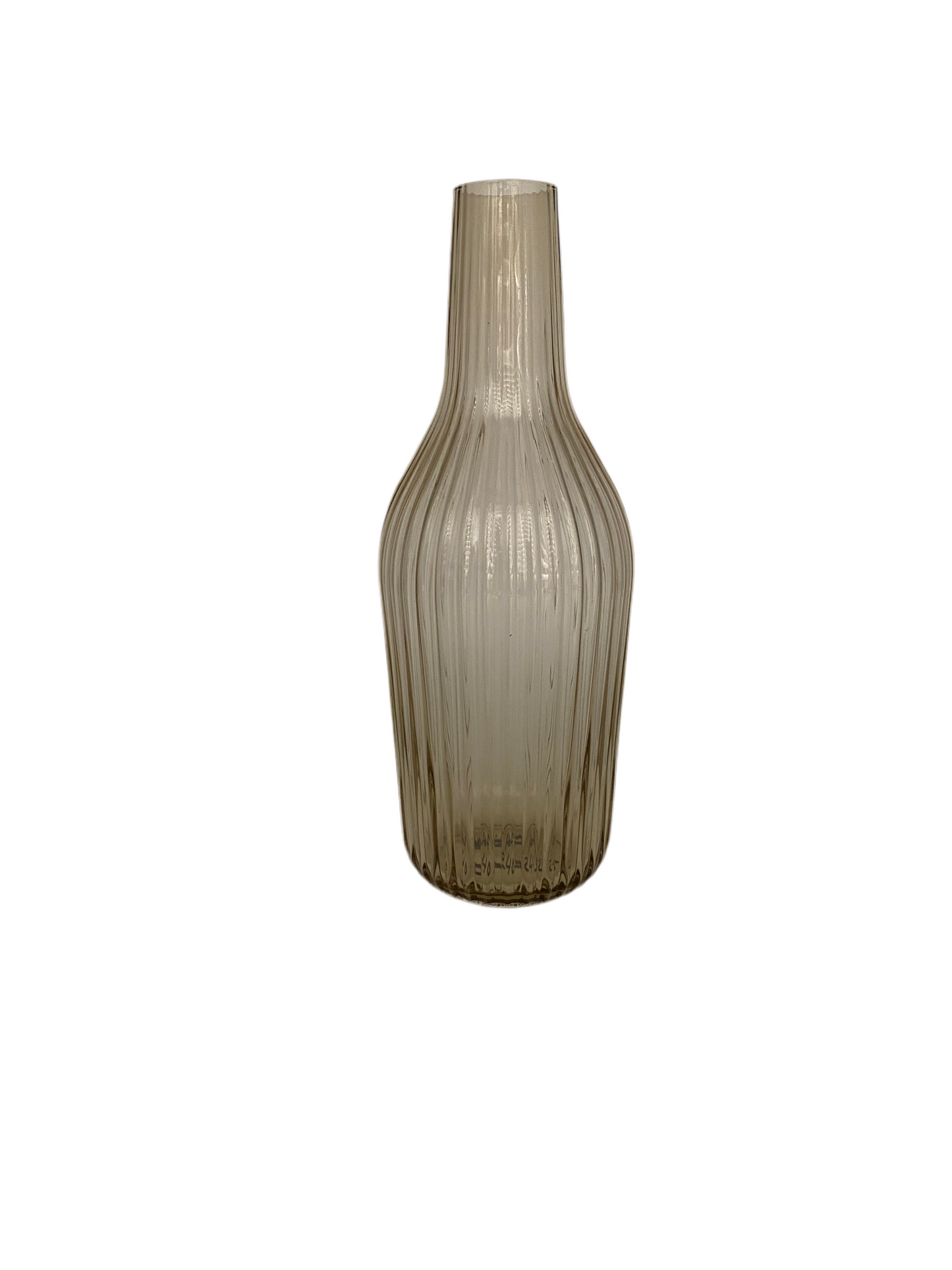 Bronze Transparent Ribbed Glass Vase
