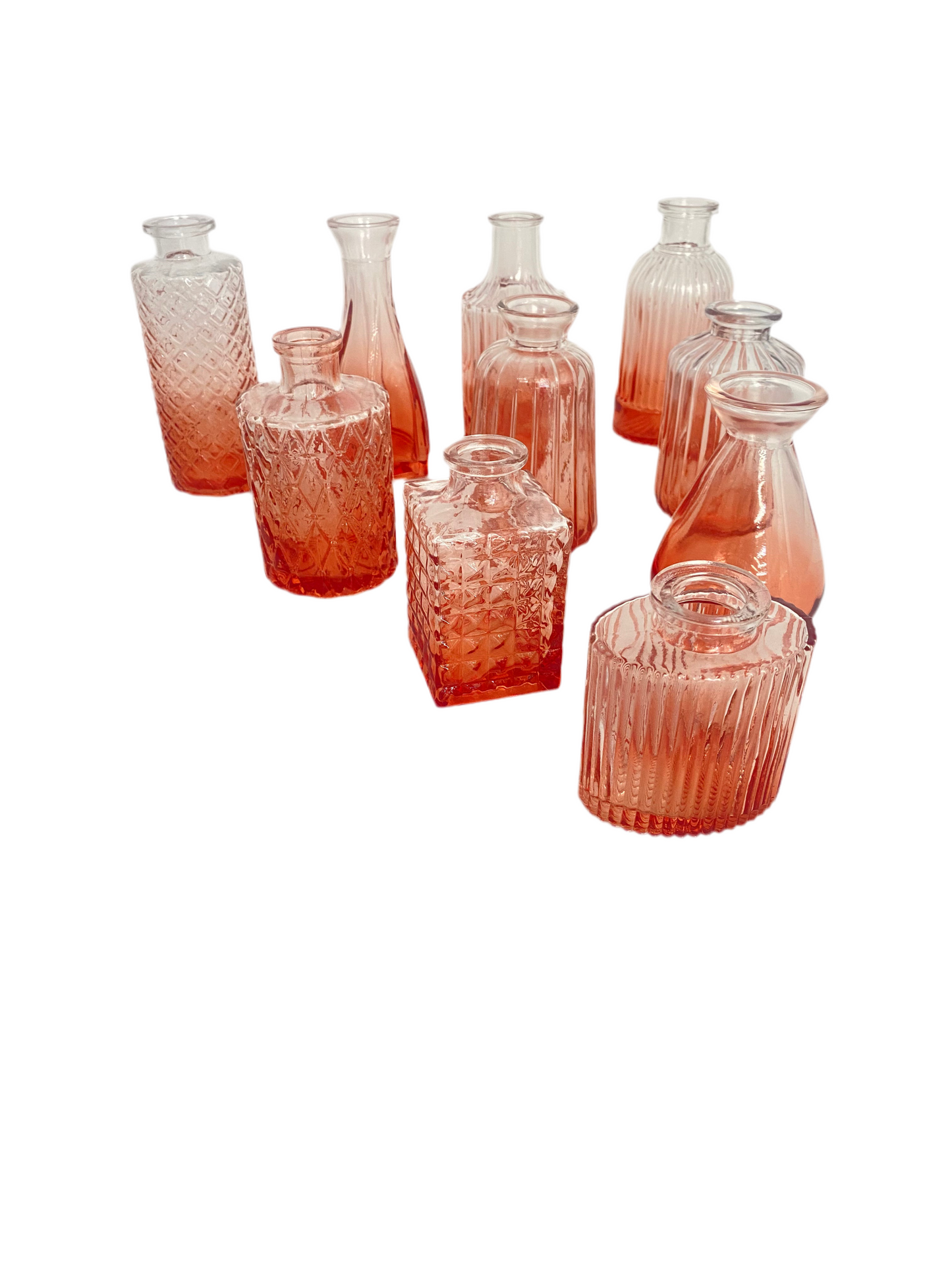 10 PCs Mini Colored Glass Vase Set