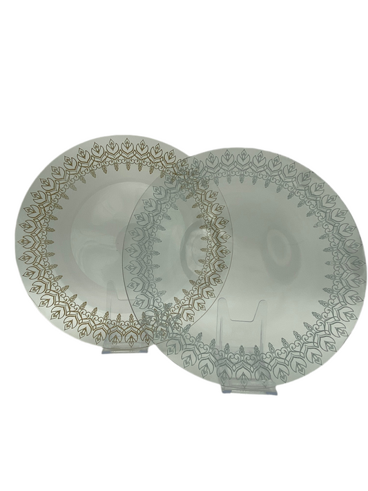33 Cm Gold/ Silver Rimmed Round Transparent Glass Plate
