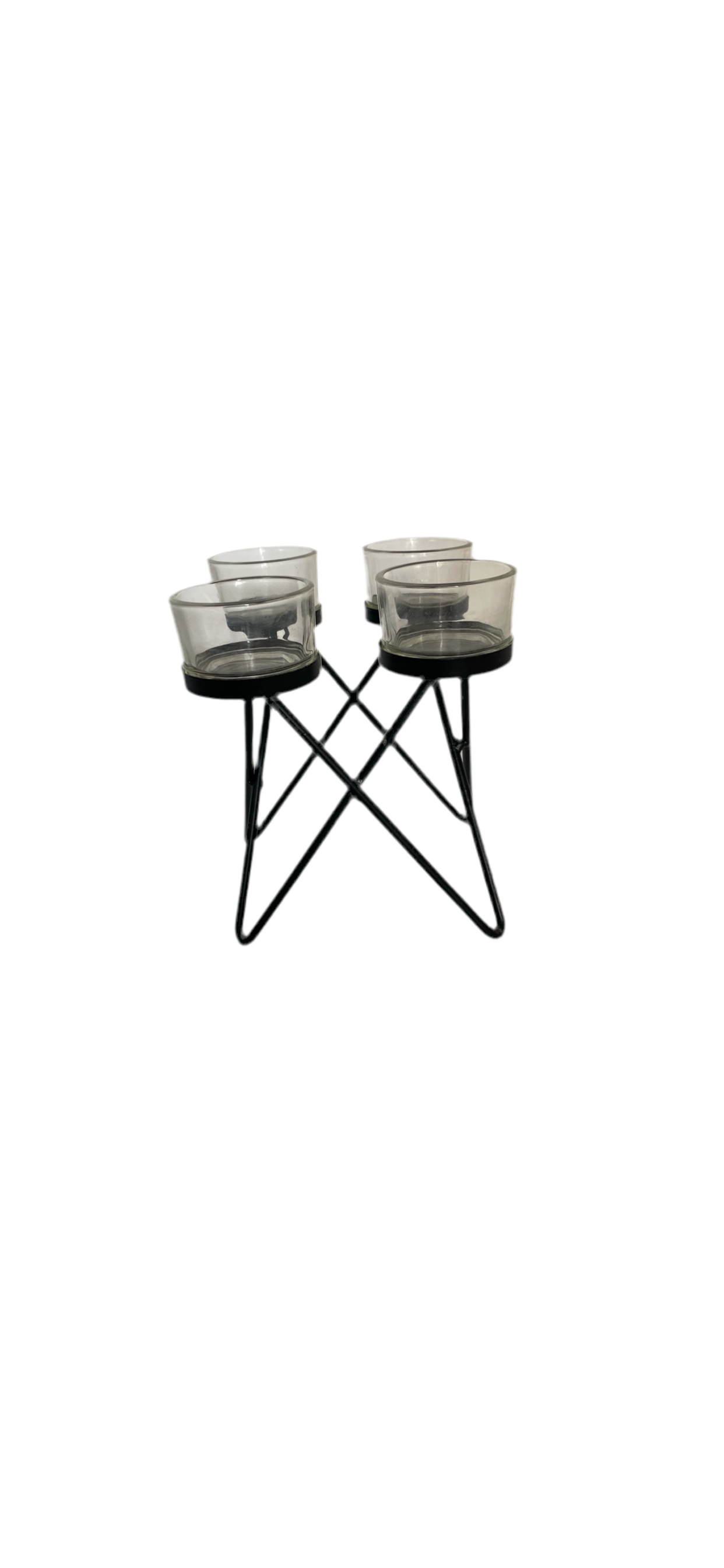 Classic Black Metal Stand With 4 Glass Votives