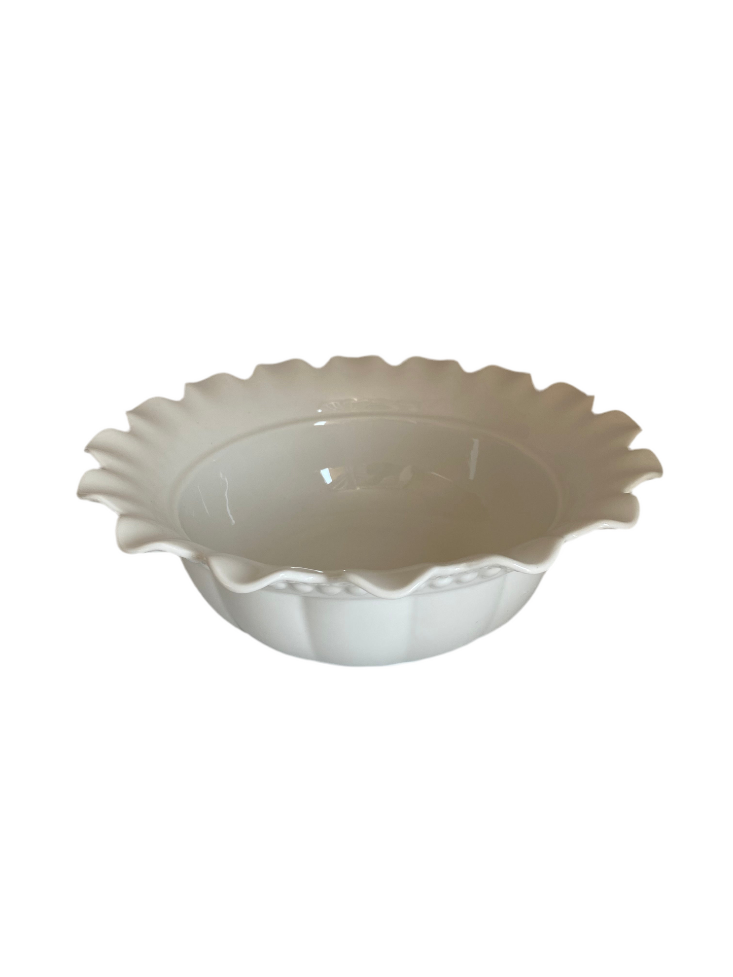 White Porcelain Flower Bowl With Bamboo Stand