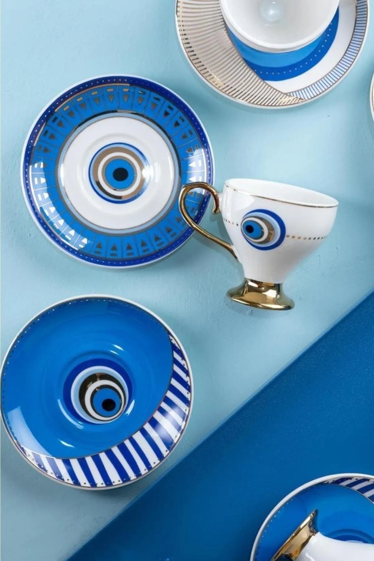 Acar blue eye coffee cup set, half dozen