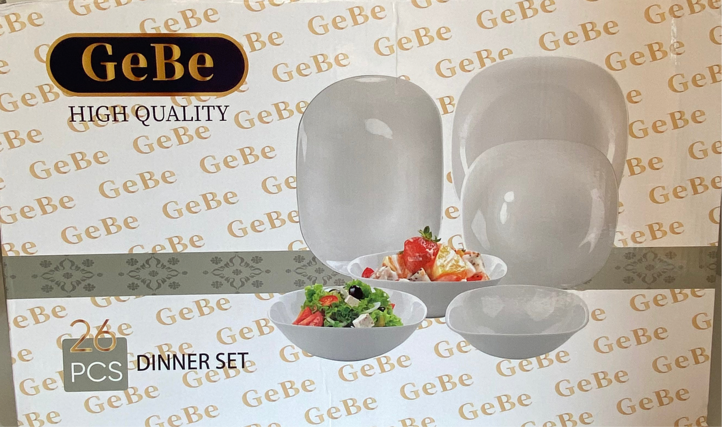 GeBe, 26 Pcs White Glass  Dinner Set