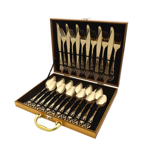 Gold Cutlery Set 24pcs