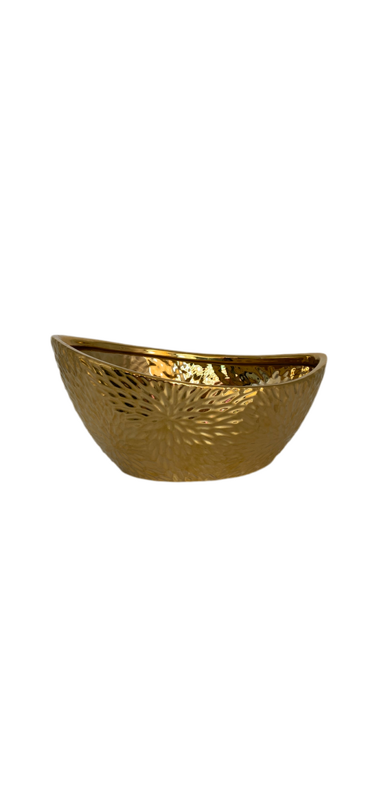 Gold Oval Ceramic Bowl