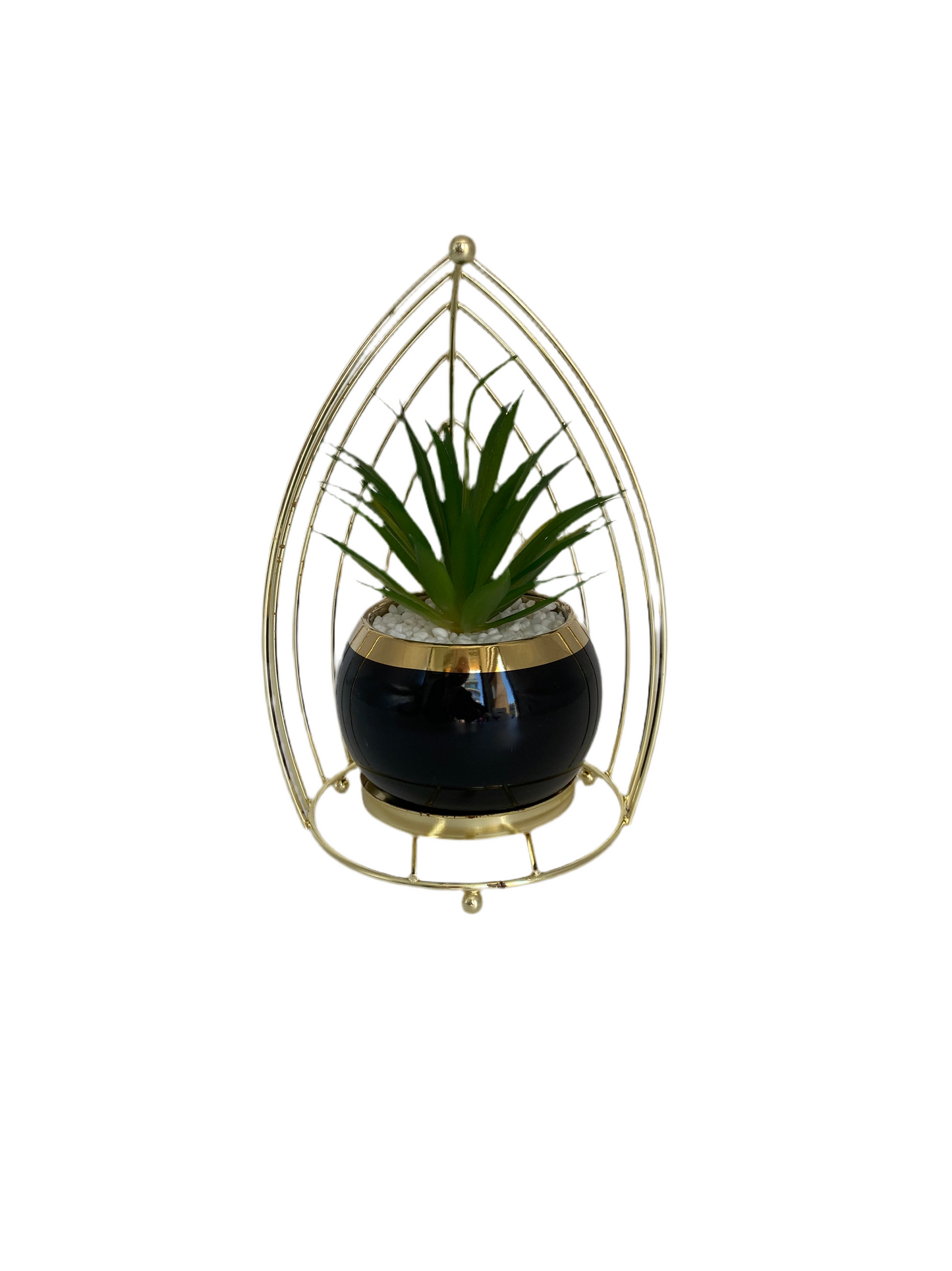 Artificial Flowers In Rounded Metal Frame Vase