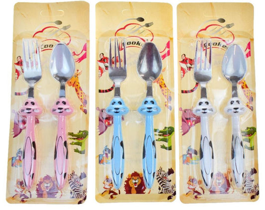 Stainless steel kids' spoon and fork set