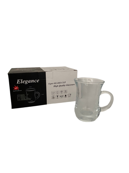 Phoenix, 6 Pcs Transparent Glass Tea Cup Set