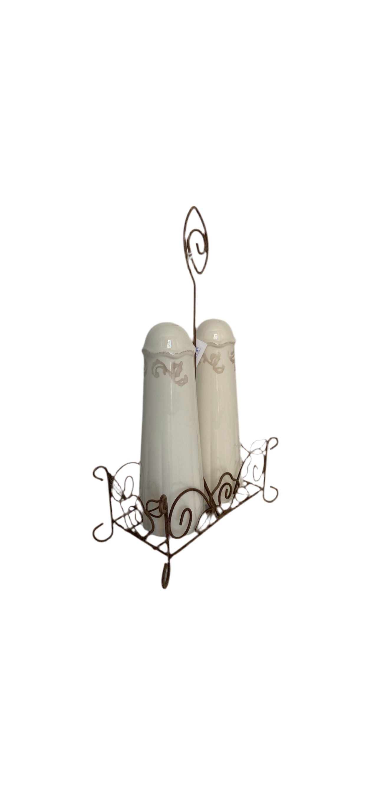 Set of 2 pcs porcelain salt &pepper dispensers with metal base