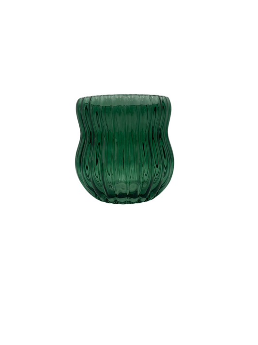 Ribbed Mid Neck Glass Vase