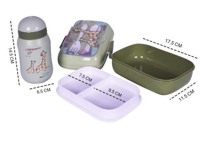 Set 2 pcs plastic lunch box with bottle for kids