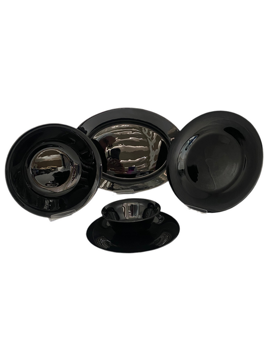 GeBe, 26 pcs Ceramic Rounded Black Dinner Set