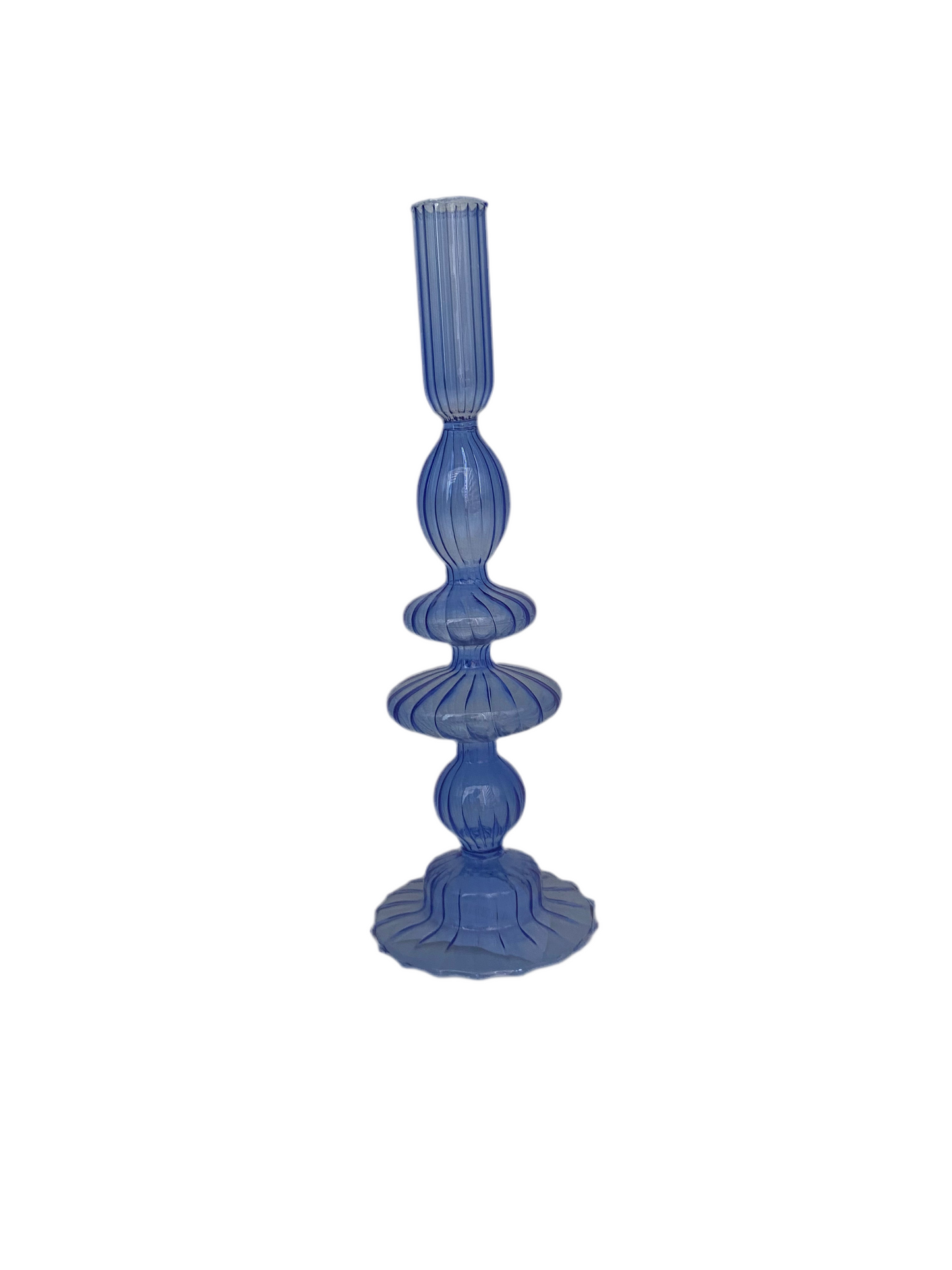 Ribbed Glass Candle Holder