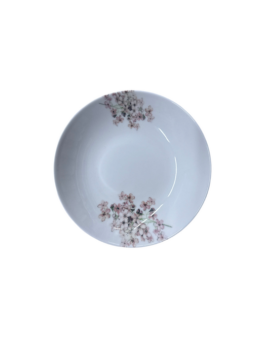 Deep White Plate with Flowers Design 18cm
