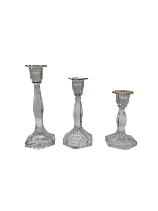 3 PCs Crystal Candle Holder Set