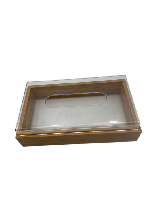 Wooden Tissue Box W/Plexi Cover
