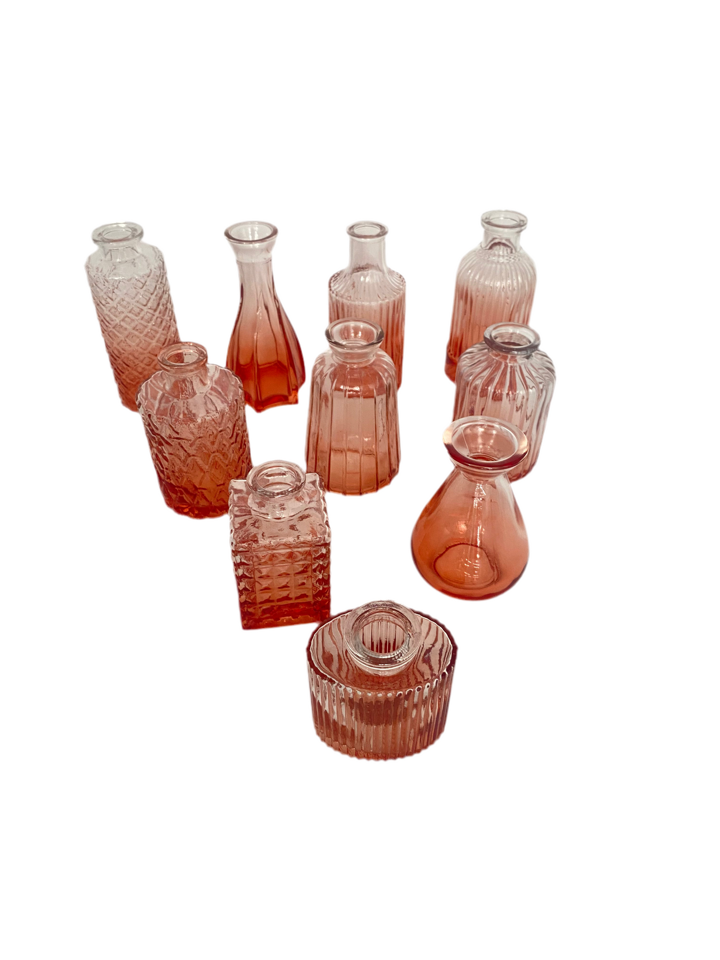 10 PCs Mini Colored Glass Vase Set