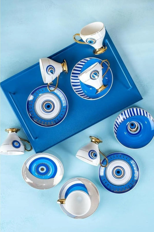 Acar blue eye coffee cup set, half dozen