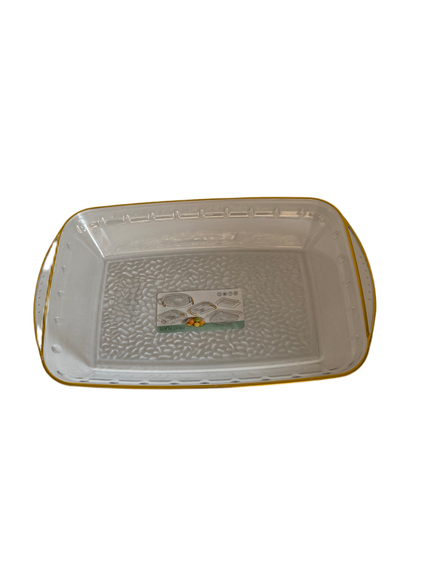 Transparent Plexi Fruit Plate With Golden Pattern