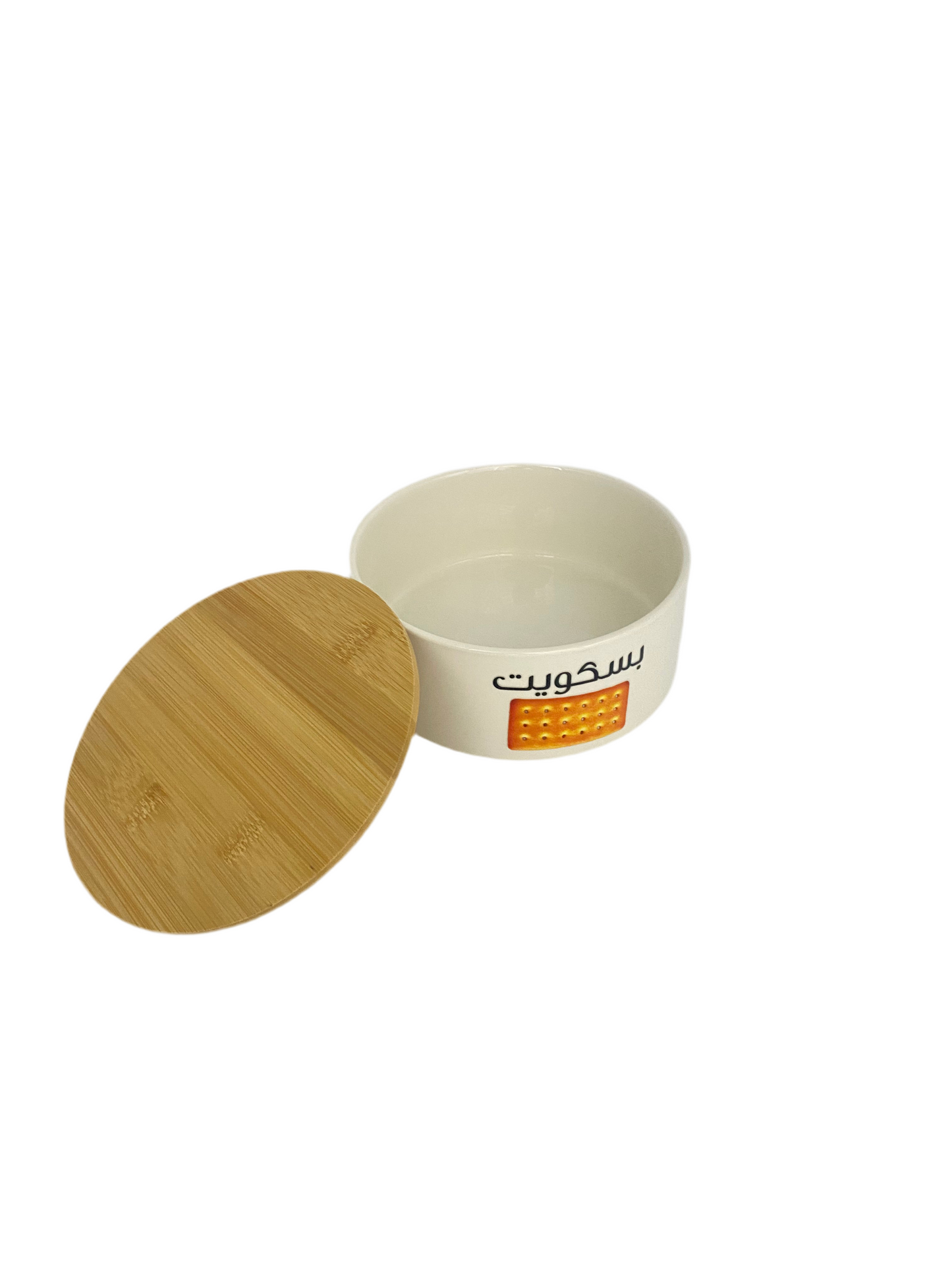 Round Porcelain Food Storage Dish  With Bamboo Lid