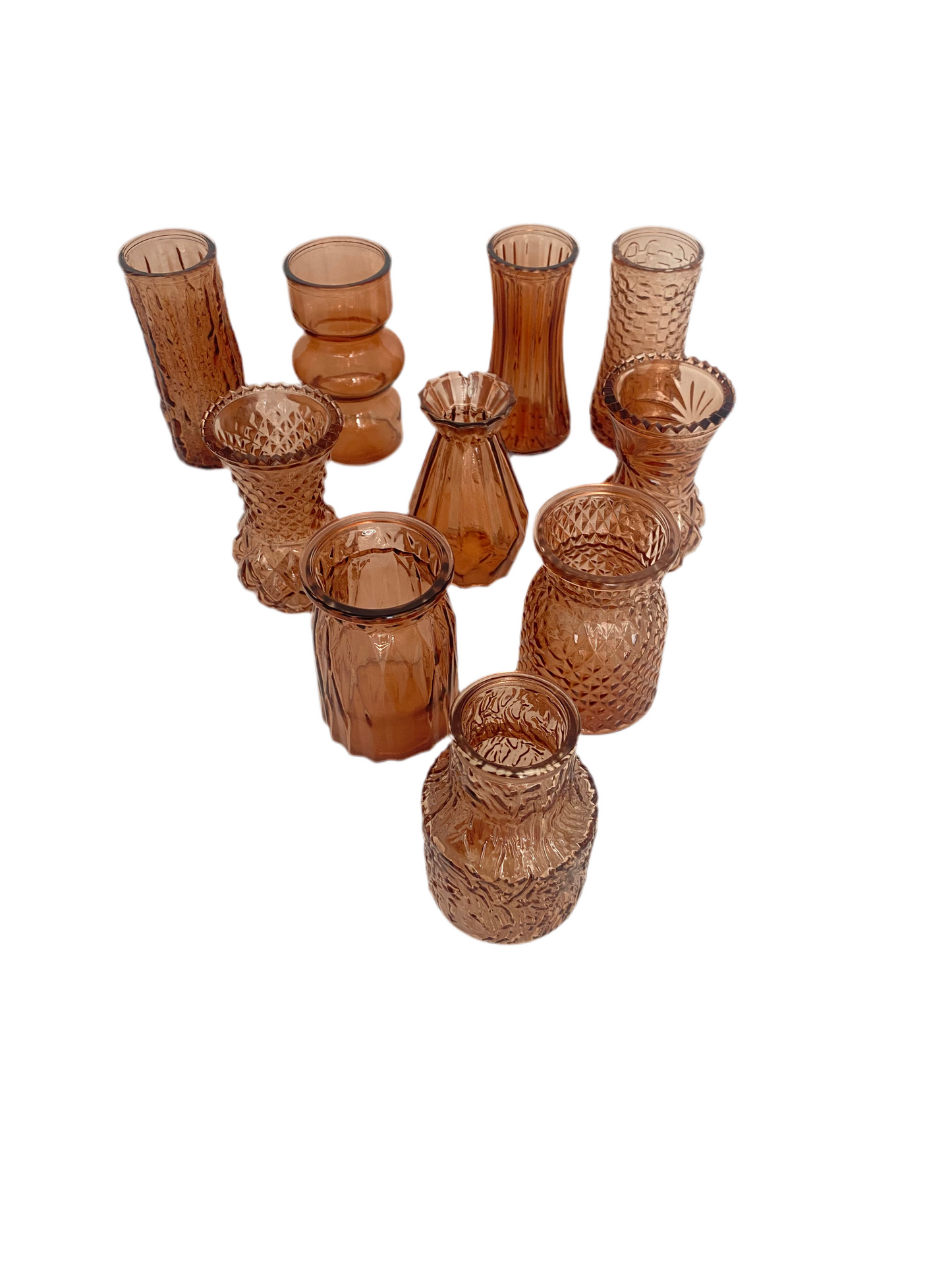 10 PCs Mini Brown Glass Vase Set