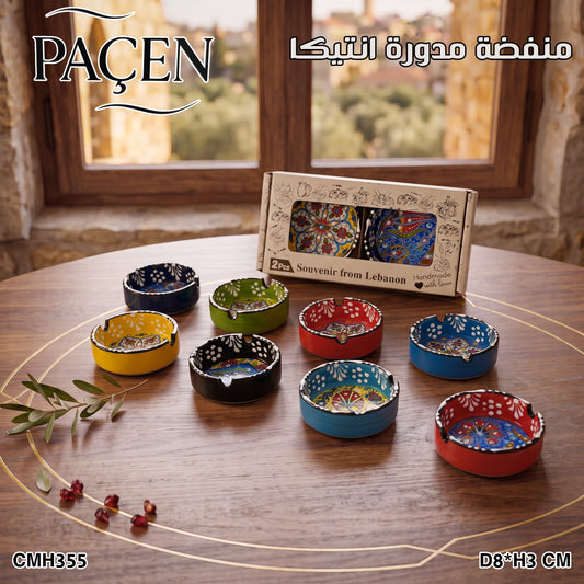 2 Pcs Round Ceramic Ashtrays Set