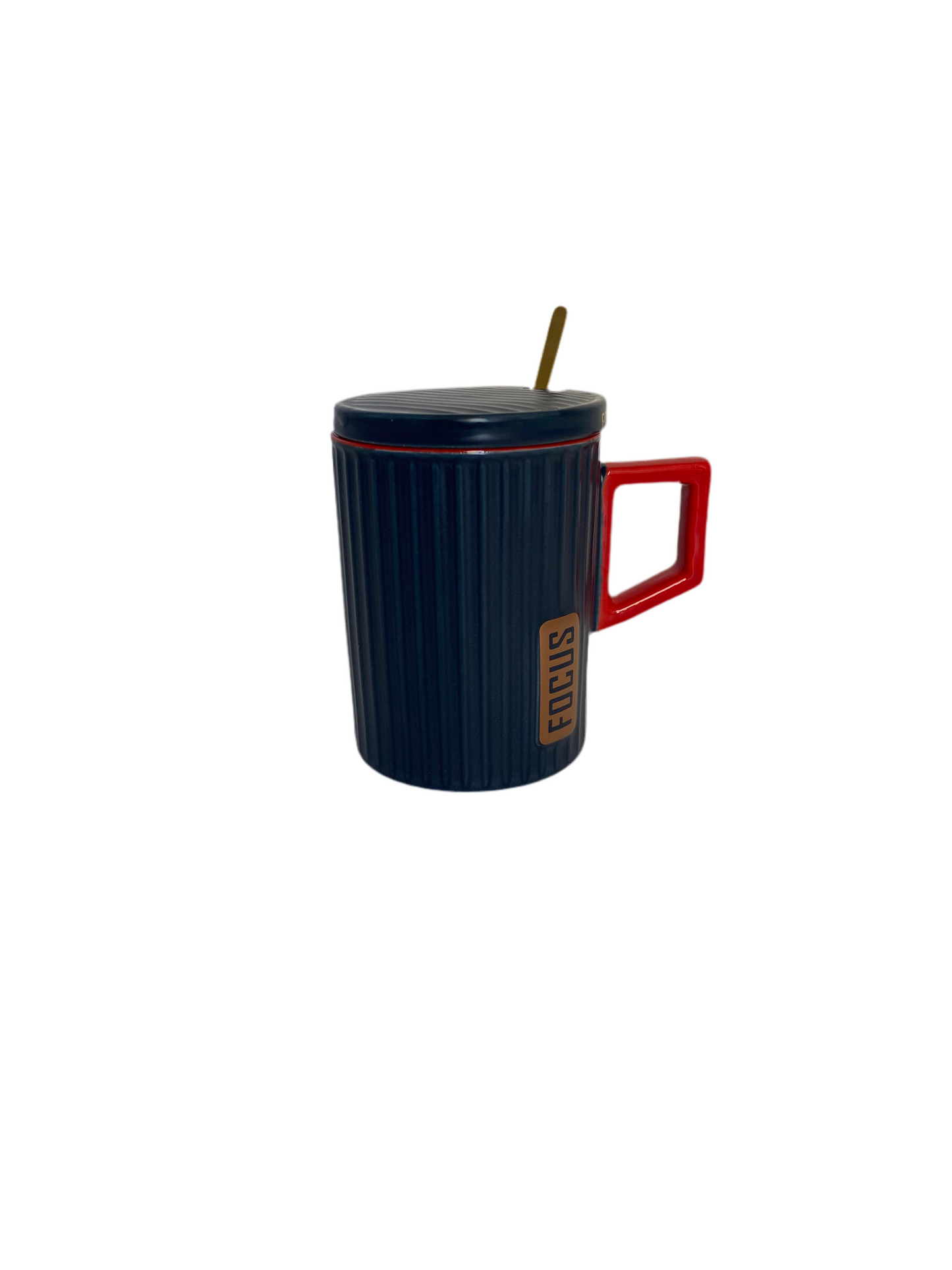 Ceramic Mug With Spoon & Lid