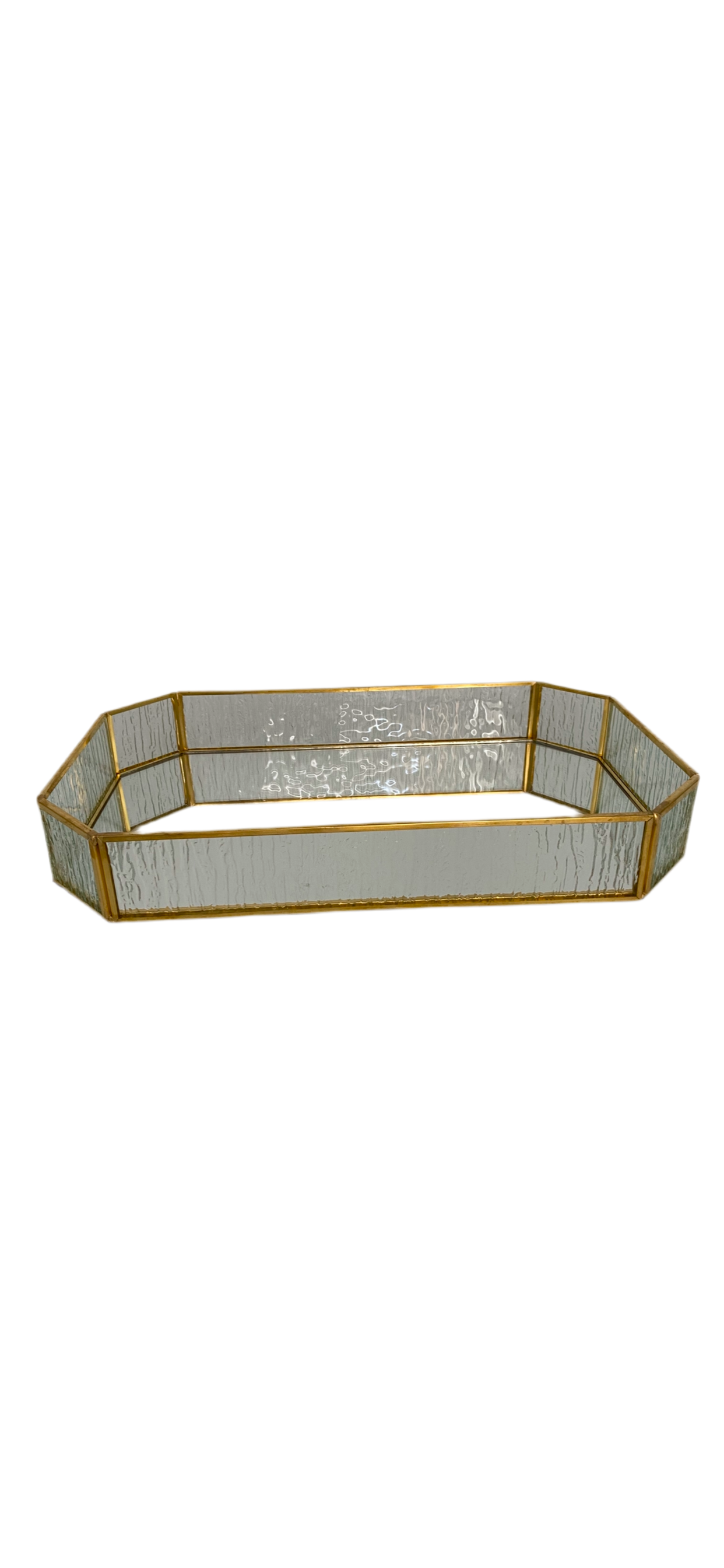 Hexagonal Mirror Tray with Plexi Golden Pattern