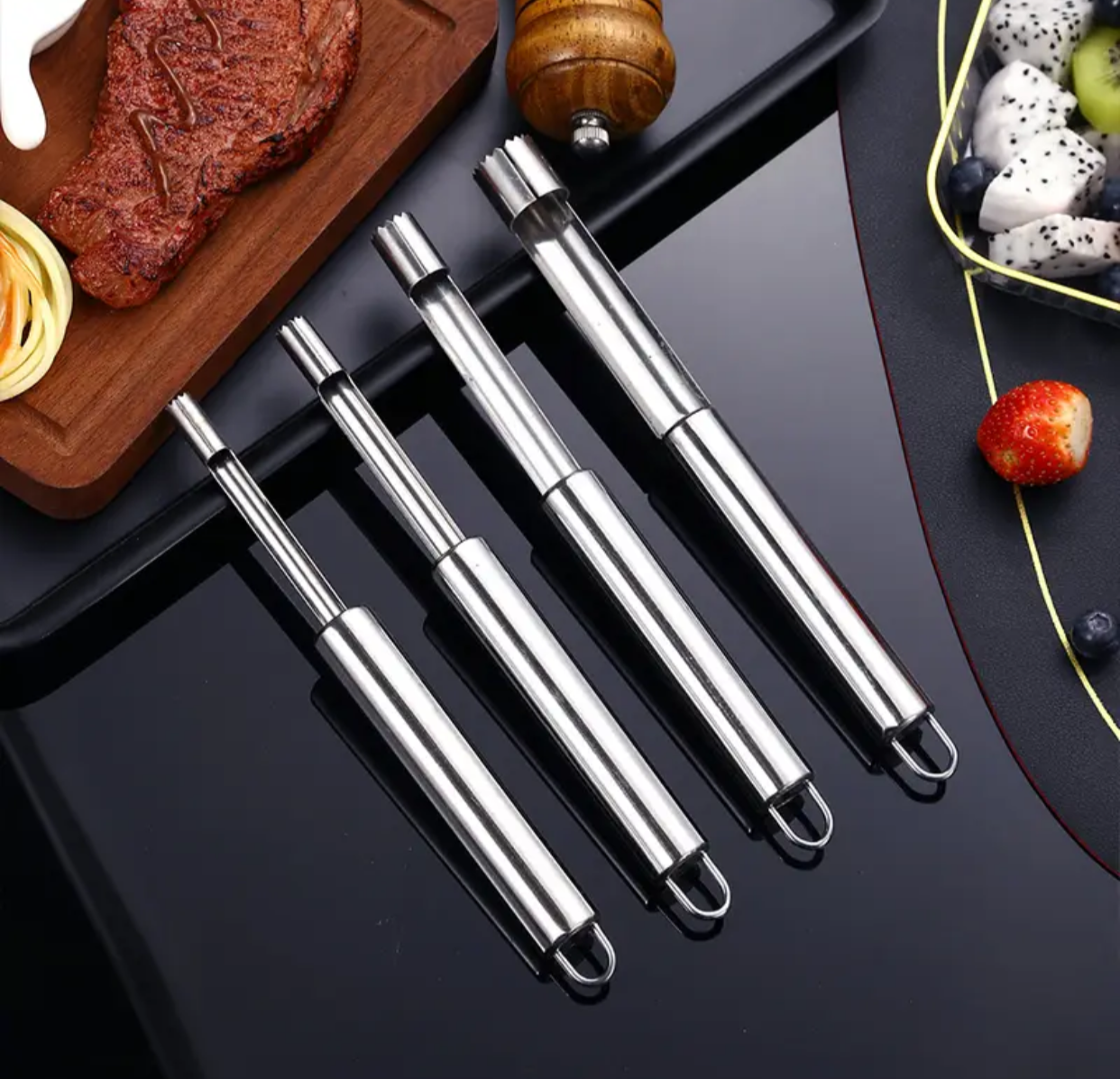4 PCs Stainless Steel Fruit  & Vegetable Corer