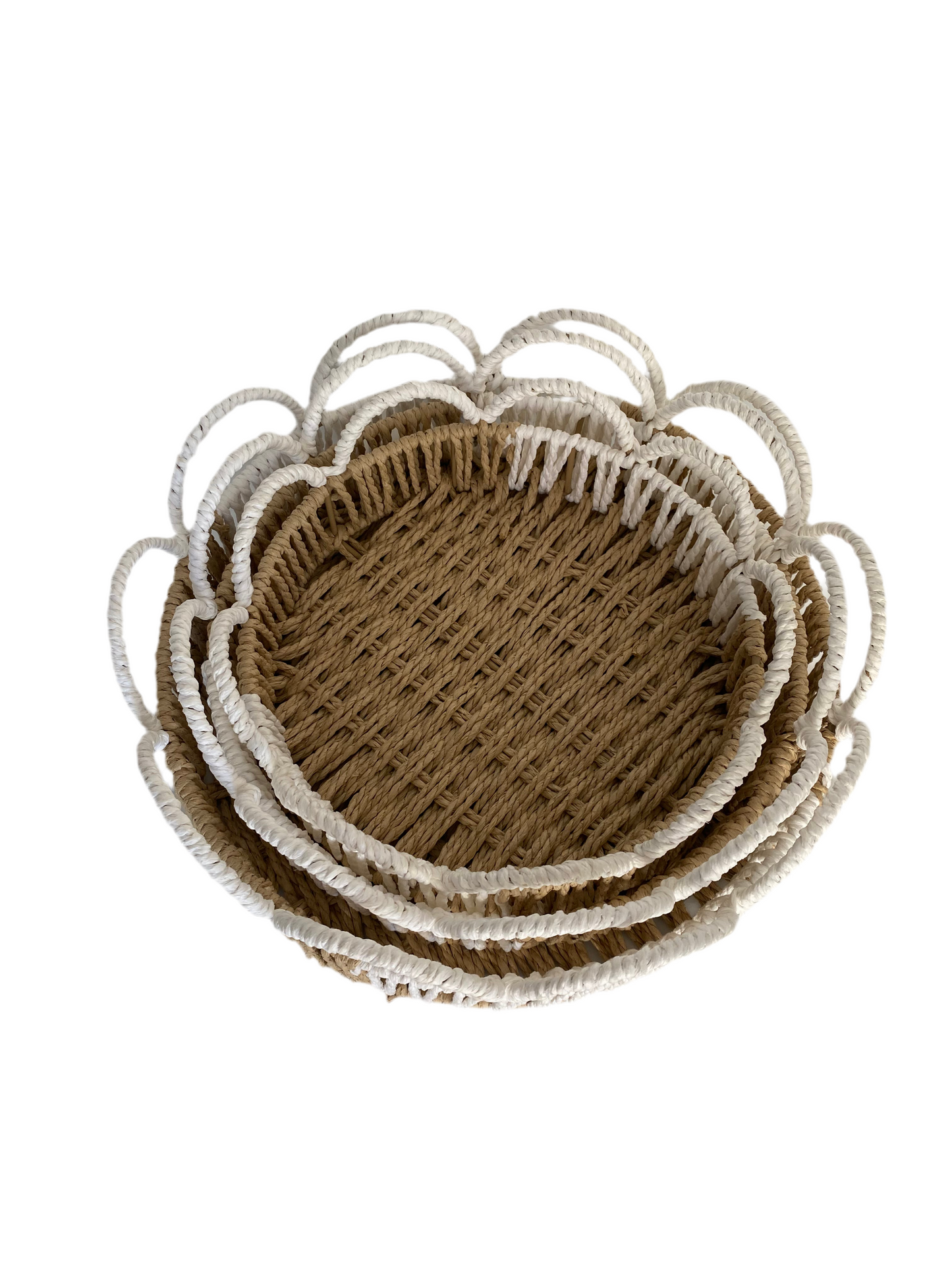 3 PCs Round HandWoven Jute Basket Set With Side Grips
