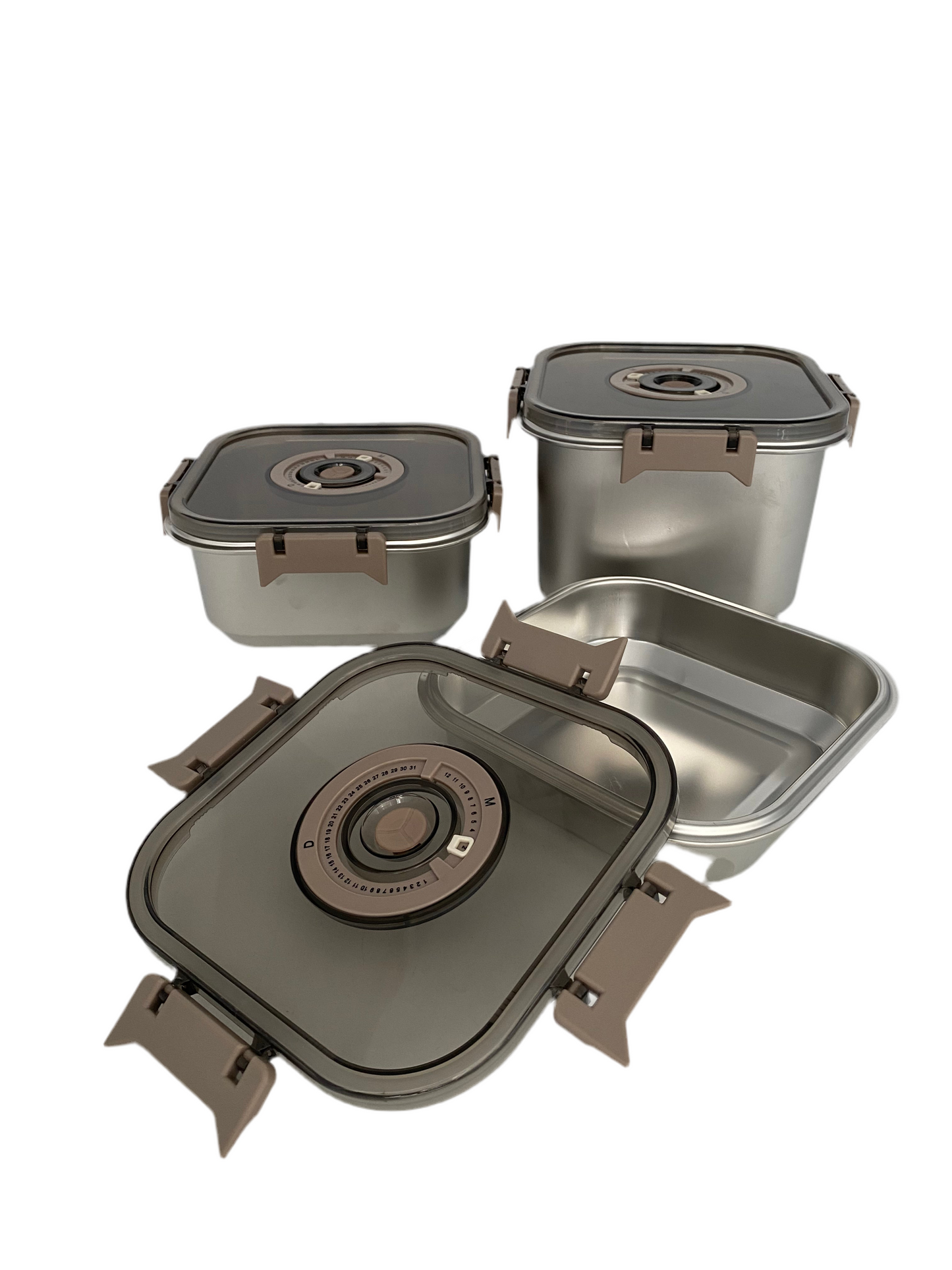 Set 3 pcs Stainless Steel Squared Preservative Box