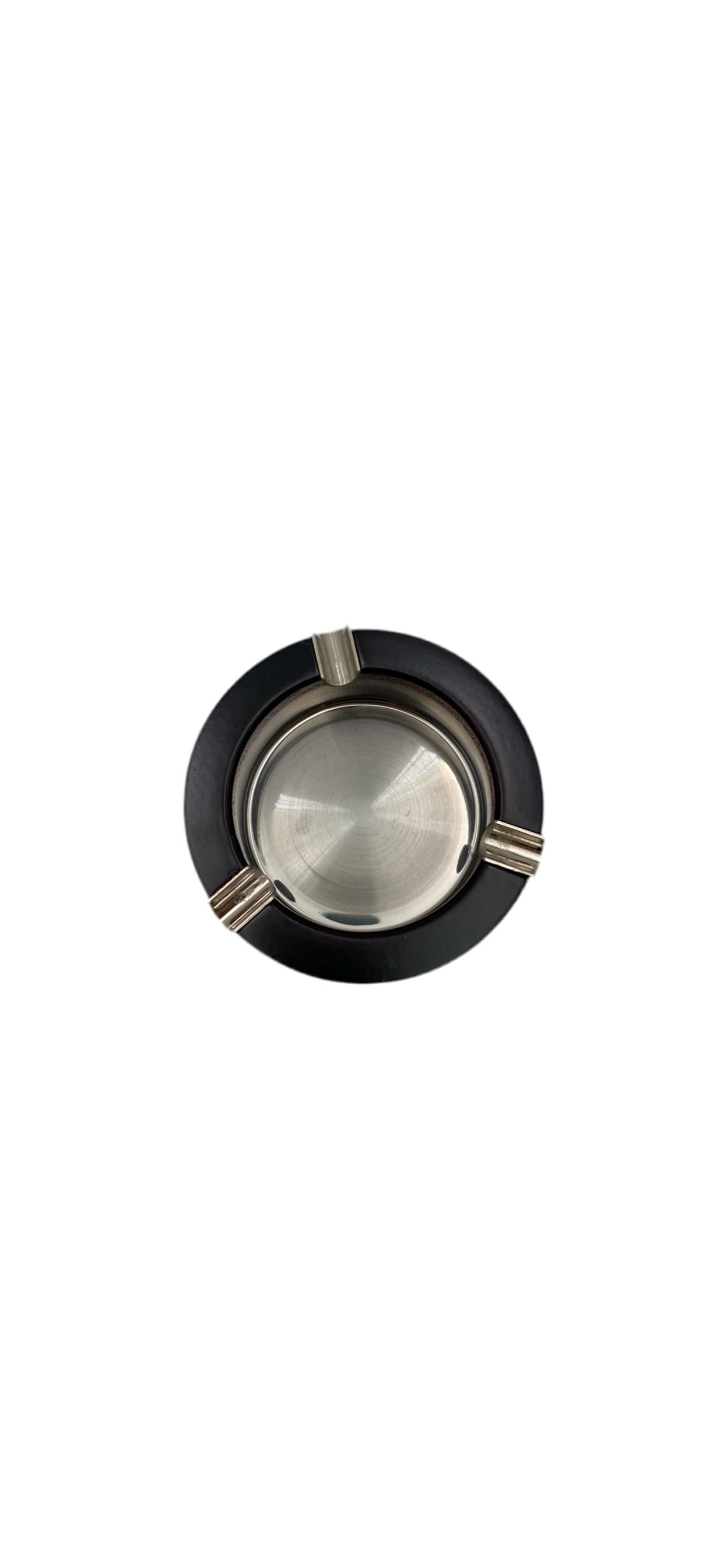 Stainless steel round ashtray with wooden pattern