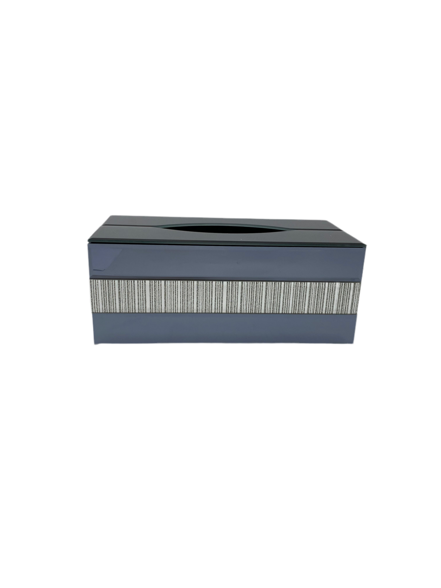 Mirror Glass Tissue Box With Pattern/Gold & Silver