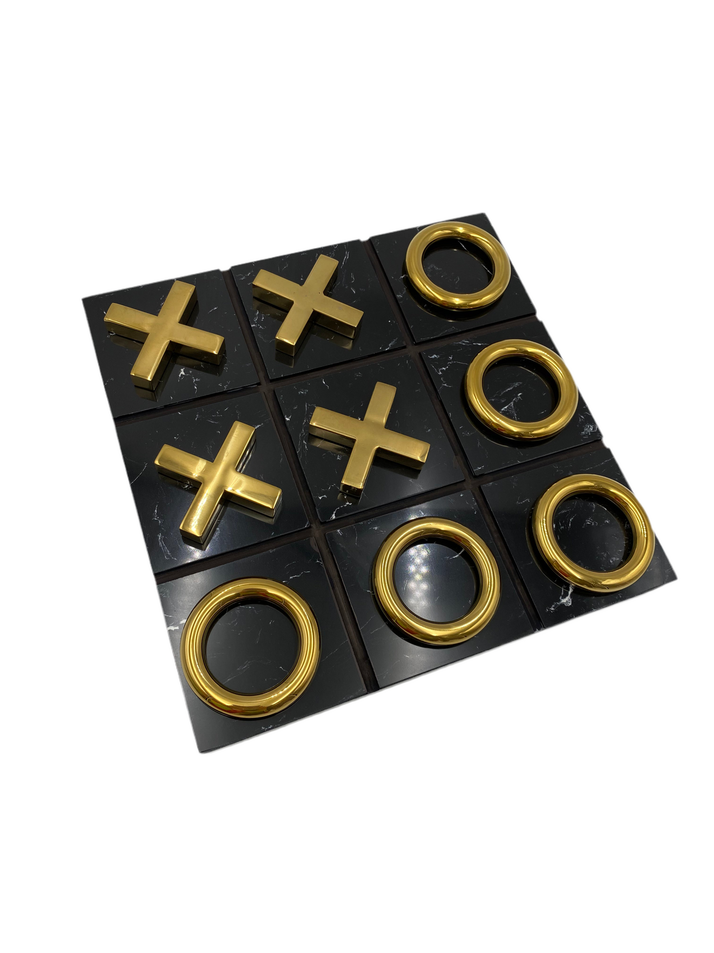Ornament Marble X/O Board -Black Gold