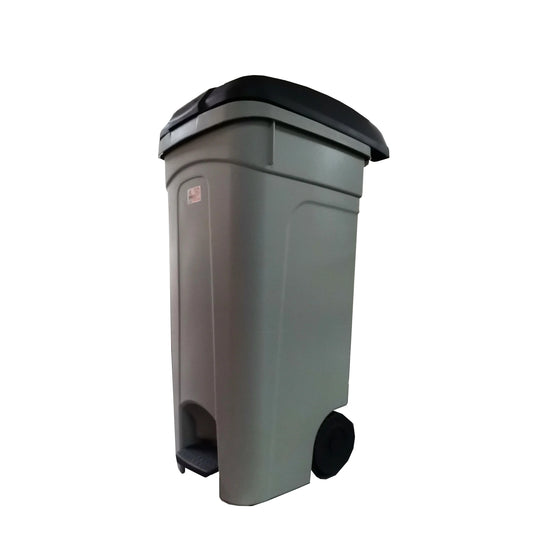 80-liter pedal waste bin with wheels