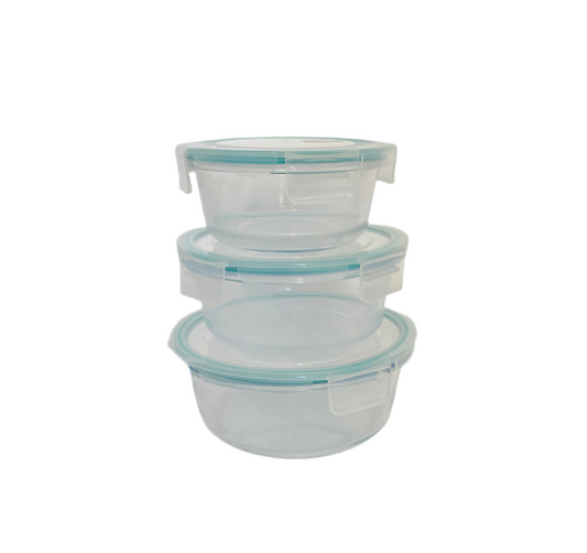 3 PCs Round Glass Preservative Box