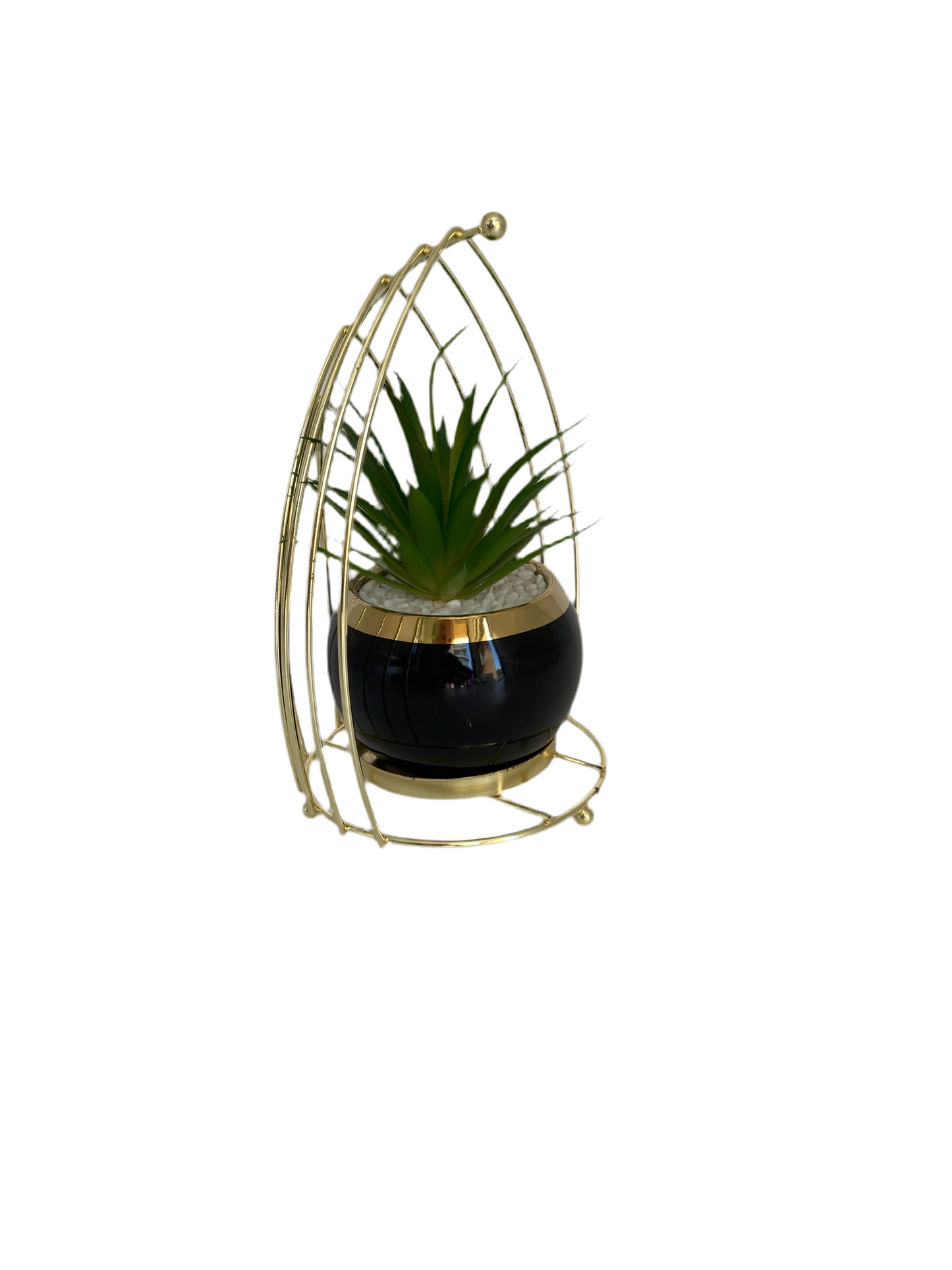 Artificial Flowers In Rounded Metal Frame Vase