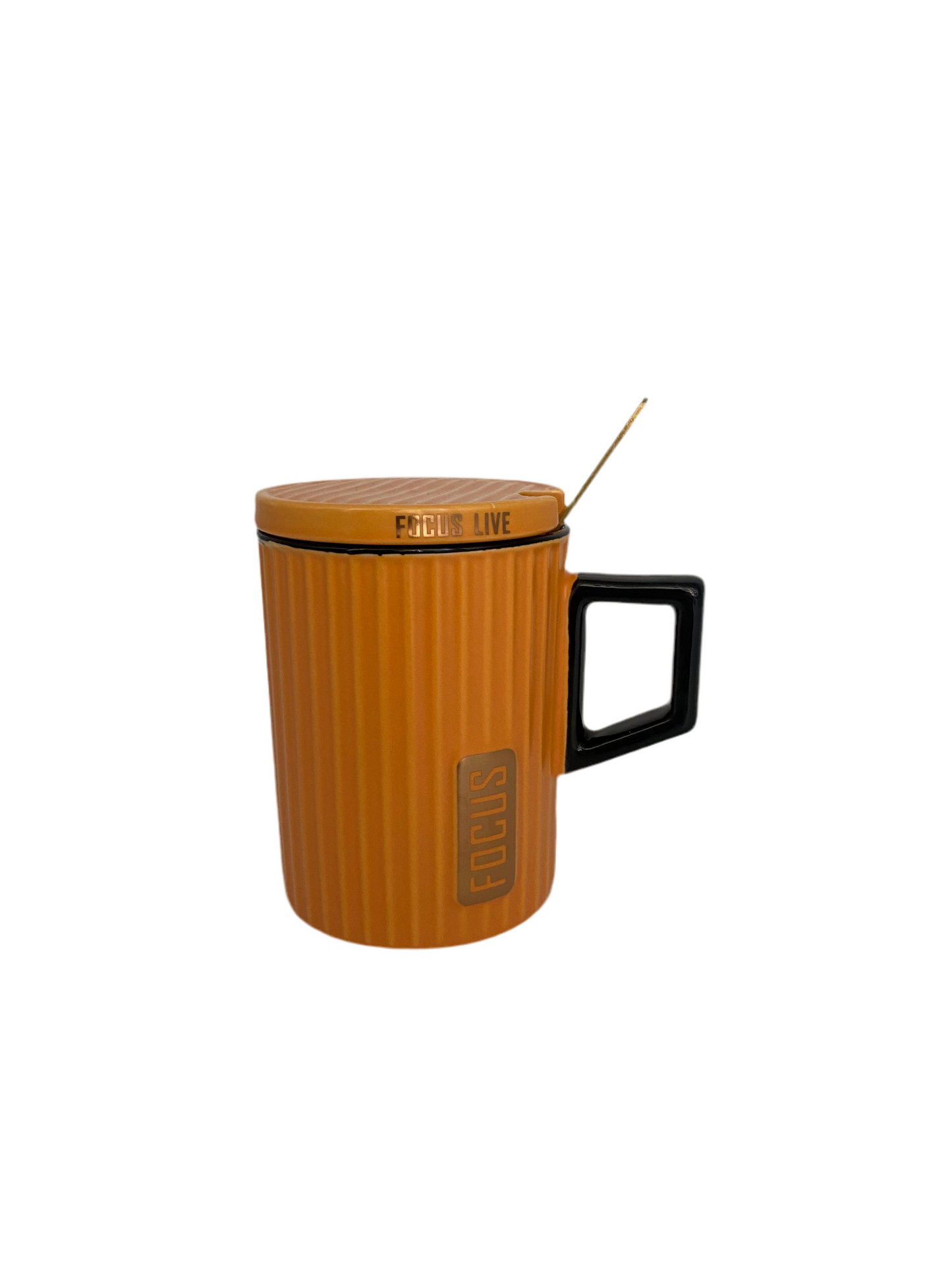 Ceramic Mug With Spoon & Lid