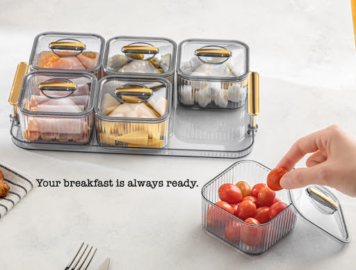 Serving set of 6 pieces + tray